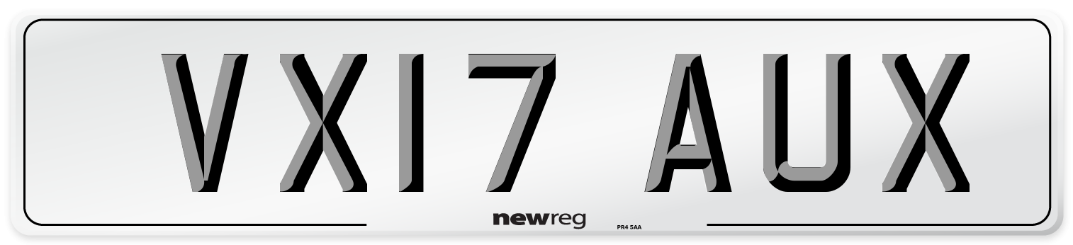 VX17 AUX Number Plate from New Reg